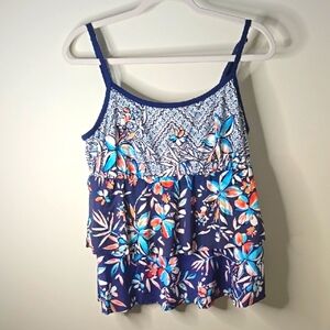 Floral Blue Sleeveless Top